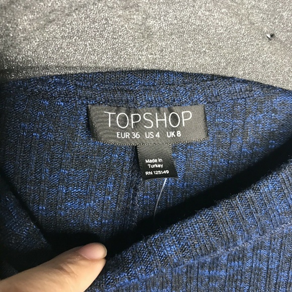 NWT Topshop Ribbed Blue Heathered Bodycon Dress - Picture 5 of 7
